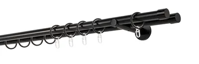 Produktbild von Gardinenstange auf Maß 20mm Cap 2-lauf Wandträger 12cm Farbe: Schwarz, Größe: 290cm
