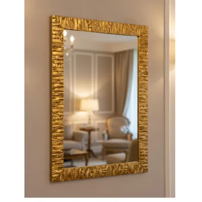 Produktbild von MO.WA Spiegel Wandspiegel Rechteckig Modern cm. 50x70 Holzrahmen Vertikal und Quer, Finitur Gold Antik. Flurspiegel Garderobespiegel