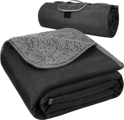 Produktbild von Famanu Outdoor-Decke Wasser- und Winddicht - 140 x 120 cm - Grau/Schwarz