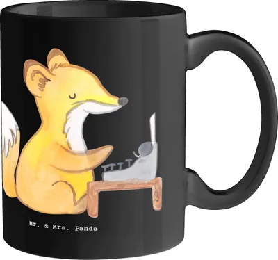 Produktbild von Mr. & Mrs. Panda Pott Buchhalter Helden - Schwarz - Geschenk, Becher, Kaffeetasse, Berufspassion, Rechnungswesen, Finanzen, Berufe, Zahlen, Tasse, Beruf, Cent, Teetasse