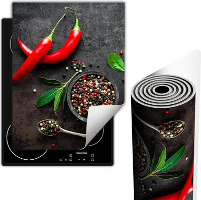 Produktbild von Herdabdeckplatten Glaskeramikkochfeld-Abdeckung 40x52 cm Anti Rutsch Matte Aufrollbar, Gewürze Chilli