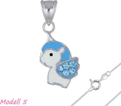 Produktbild von Einhorn Kette Silber 925: Kinderschmuck Anhänger Modell 5 mit Kette