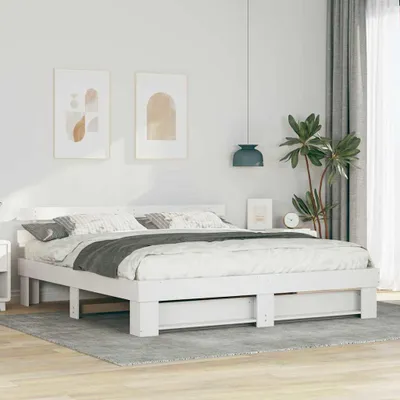 Produktbild von Möbel Bettgestell mit Kopfteil Weiß 200 x 200 cm Massivholz Kiefer - Klassische Betten 3385671