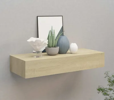 Produktbild von vidaXL Wandregal mit Schublade Eichen-Optik 60x23,5x10 cm MDF