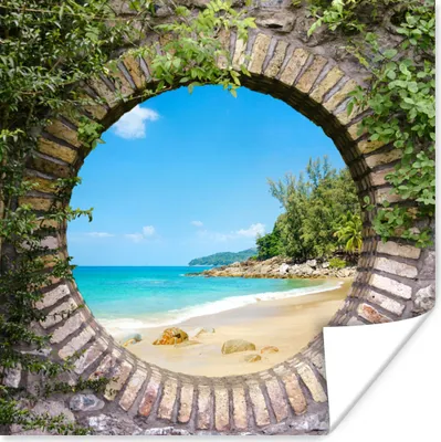 Produktbild von MuchoWow® Poster Strand - Meer - Aussicht - Sommer 75x75 cm - Wand Dekoration