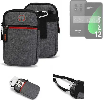 Produktbild von K-S-Trade Holster Gürteltasche kompatibel mit Ulefone Note 15 Handy Tasche Schutz Hülle grau Zusatzfächer 1x