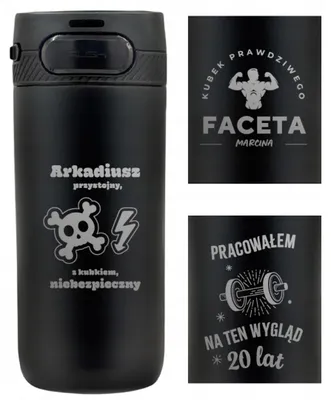 Produktbild von Majestic Sport Thermobecher schwarz mit Gravur Geschenk für Jungen