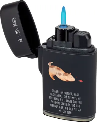Produktbild von Mr. & Mrs. Panda sturmfeuerzeug Hund Marienkäfer - Schwarz - Geschenk, Zuversichtlich, Mischlinghund, Feuerzeug, Feuerzeuge, zigarettenanzünder, Zünder, Gasfeuerzeug