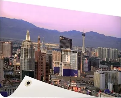Produktbild von Gartenposter - 120x80 cm - Las Vegas Skyline bei Sonnenuntergang  - Modernes Wandbilder - Amerikanische Städte