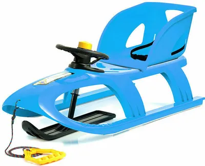 Produktbild von Schlitten mit Lehne 100cm Lenkrad Kuffe Kinderschlitten blau Kunststoff