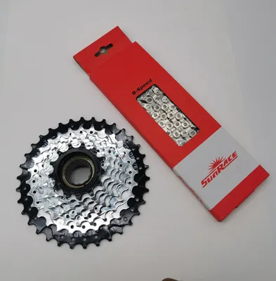 Produktbild von Sunrace 8-fach Verschleißset Kette CNM84 Silber +Schraubkranz MFM568 13-34 Zähne MTB E-Bike Trekking