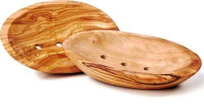 Produktbild von 2er Set Seifenschale aus Olivenholz, oval mit Löchern
