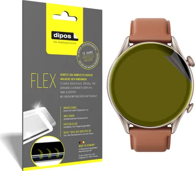 Produktbild von 2x Schutzfolie für Amazfit GTR 3 Pro Folie, 100% Displayabdeckung, dipos Flex