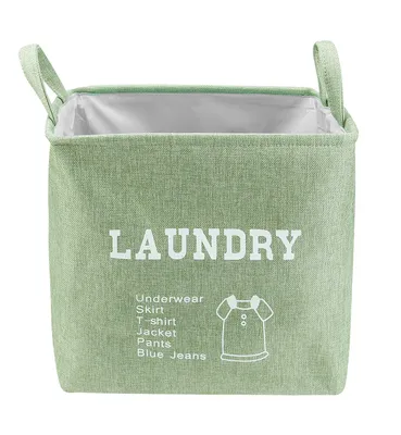 Produktbild von Aufbewahrungskorb Wäschekorb mit Griff Schrank Organizer Aufbewahrungsbox für Kleidung Handtücher Bettwäsche (Grün) 2 Stück