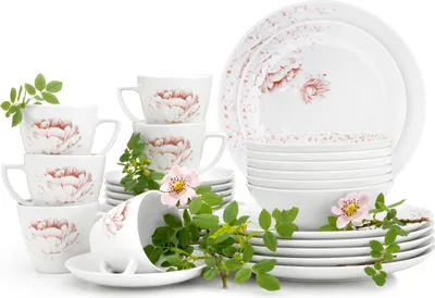 Obrázok produktu pre Obedová a kávová súprava Konsimo pre 6 osôb (30 ks) "BOSS", biela, porcelán, elegantná, 20,5/18/27/17,5 cm | 350 ml