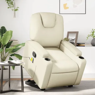Produktbild von Cloris DesignMöbel Massagesessel mit Aufstehhilfe Creme Kunstleder , Klassische Sessel 2024 Neu