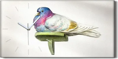 Produktbild von Küchenuhr Bürouhr Leinwand Uhr Geräuschlos 60x30 Gemälde Tier Vogel Taube Kunst - weiße Hände