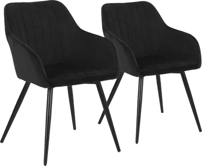 Image de Lot de 2 chaises en velours BERTILLE noires