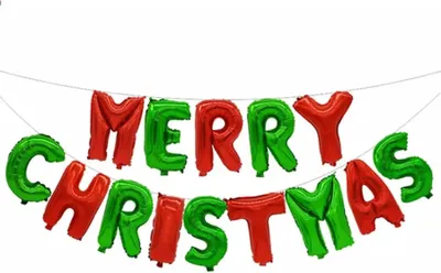 Produktbild von Folienballon Weihnachten, Merry Christmas Schriftzug rot grün, ca. 40 cm je Buchstabe
