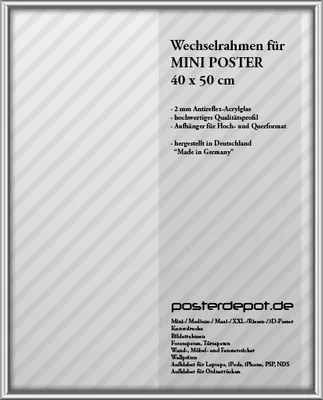 Produktbild von Bilderrahmen für Mini Poster - Größe 40 x 50 cm - Kunststoffrahmen Acrylglas für Hoch- und Querformat