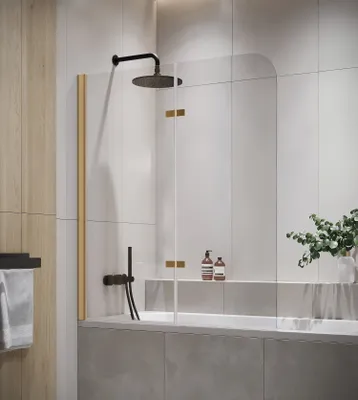 Produktbild von Badewanne Austin Gold 5mm mit Nanobeschichtung 120 x 140cm Duschwand Duschabtrennung Badewannenaufsatz