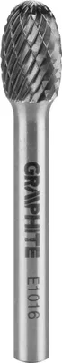 Produktbild von GRAPHITE HM Metallfräser, oval, Typ E, Schaft 6 x 45 mm, für Schleifmaschine, für Aluminium, Kunststoff