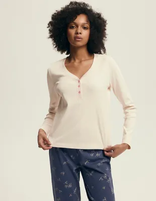 Produktbild von Henderson Damen Pyjama Set - Weiche Baumwolle, Elasthan, Homewear für Herbst/Winter 2025, Langarm, Ecru, Bequem, Modell 43698 M
