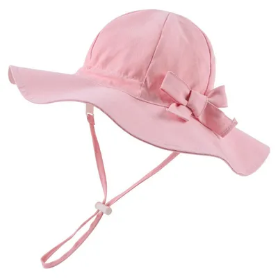 Immagine prodotto di Cappellino da sole per bambine, protezione UV, con fiocco, cappello estivo, taglia 3-6 mesi, rosa