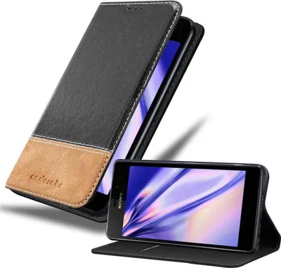 Produktbild von Cadorabo Hülle für Sony Xperia M2 / M2 AQUA Schutzhülle in Schwarz SHandyhülle Book Case Etui Kunstleder