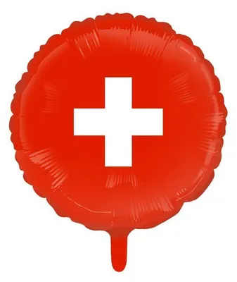 Produktbild von Folienballon mit Schweizer Flaggenmotiv, 46 cm Durchmesser, für Helium oder Luft