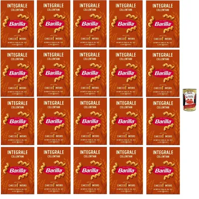 Produktbild von Barilla Integrale Cellentani Vollkorn-Pasta 20x 500 g, 100% Vollkorn-Hartweizen, ballaststoffreich, vegan Spiralnudeln mit perfekter Soßenbindung, al dente in 10 Minuten + Italian Gourmet polpa 400g