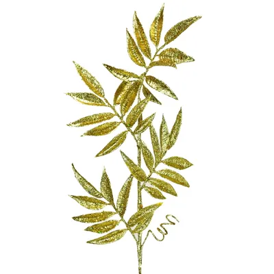 Produktbild von Goldener Dekozweig 75 cm aus Kunststoff mit Glitzer für Weihnachtsdekoration