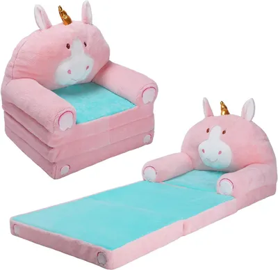Zdjęcie produktu dla Fotel dziecięcy 3 warstwy, plusz, rozkładana sofa, jednorożec, do pokoju dziecięcego