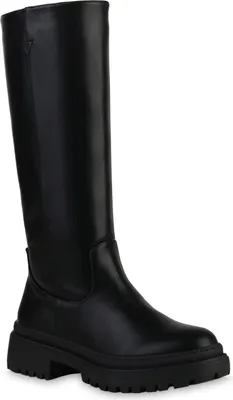 Produktbild von VAN HILL Damen Leicht Gefütterte Plateaustiefel Stiefel Profil-Sohle Schuhe 839581, Farbe: Schwarz, Größe: 39