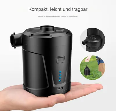 Produktbild von Elektrische Luftpumpe,5200mAh Wiederaufladbare Akku Luftpumpe Planschbecken Pool Kinder,Mini Luftpumpe Elektrisch Inflator mit 3 Luftdüsen