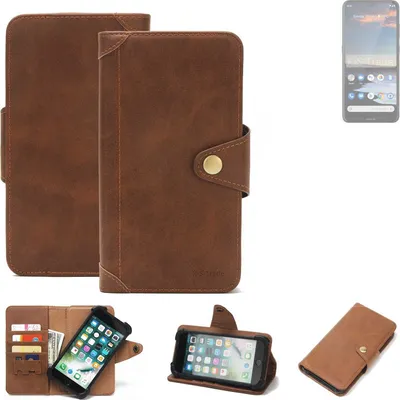 Produktbild von K-S-Trade Handyhülle für Nokia 5.3 Schutz Hülle Walletcase Bookstyle Tasche Case Handytasche Wallet Flipcase Cover PolyurethanBraun (1x)