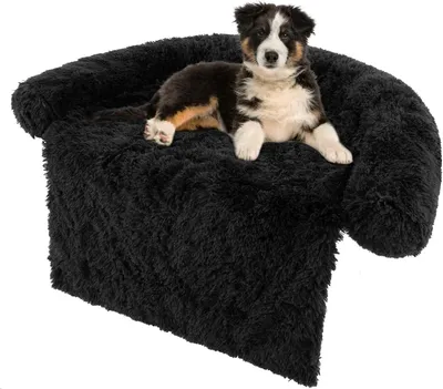 Produktbild von COSTWAY Hundebett Plüsch, Hundedecke Sofa, Sofaschutz Hund, Hundekissen mit waschbarem Bezug, Plüschbett für mittelgroße Hunde, 112 x 101 x 18 cm, Schwarz