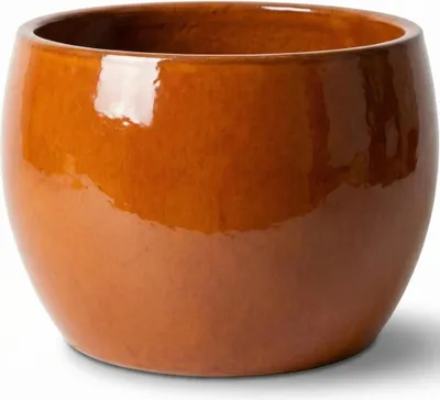 Produktbild von Provencelia Keramik Pflanzkübel Romulus Orange, Ø21 x H15 cm, frostbeständig, handgefertigt, glasiert, Outdoor, Garten, Terrasse, winterfest