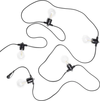 Produktbild von Set Girlande Außen 5m Schwarz + 5 LED Glühbirnen Filament E27 24V Schwarz