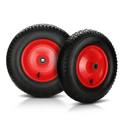 Produktbild von Yakimz Schubkarrenrad Schlauch Vollgummi Ersatzrad Reifen mit Achse 4.80/4.00-8 390 mm 2X