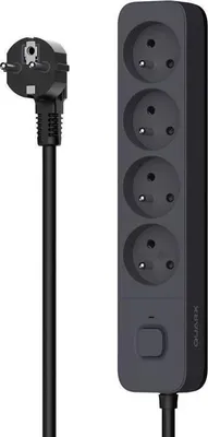 Image de Multiprise QUARX, 4 Prises, 3 Ports USB 2.4A, Câble 1.5m, Blanc et Gris
