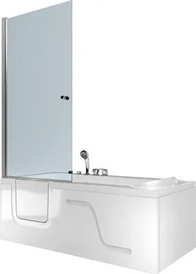 Produktbild von Seniorendusche Kombi Duschkabine Whirlpool Seniorenwanne mit Tür S17D-EH-WP-R-EC 75x150 cm