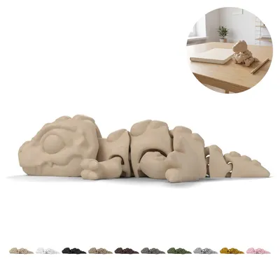 Produktbild von Flexi T-Rex Figur 15,5 cm mit Herz, beweglicher Dino als Geschenk, 3D-Druck – Beige