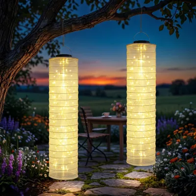 Solar-Lampions 96 cm, 2 Stück, 88 LEDs, warmweiß, wasserdicht