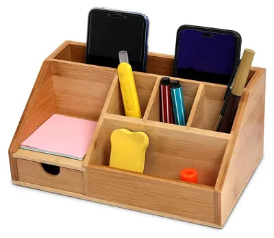Immagine prodotto di Organizzatore da scrivania in legno, con cassetto e scomparto per riviste, multifunzionale, ideale per la casa e l'ufficio