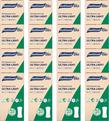 Produktbild von Vuokkoset BIO Slipeinlagen ULTRA LIGHT 384 Stk. | Vorteilspack, 100% Baumwolle, Biodegradierbar, Ultradünn, Chlorfrei