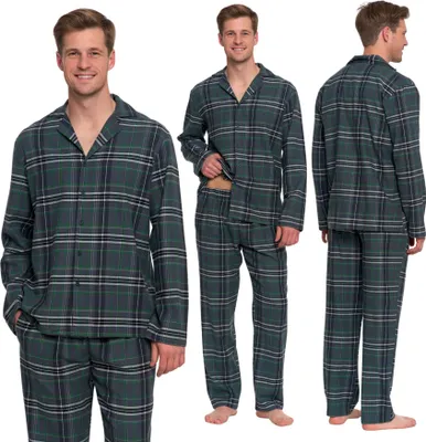 Produktbild von Flanell Herren Schlafanzug Zweiteilig Langarm Und Karierte Hose Moraj M
