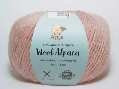 Obrázok produktu pre Priadza Wool Alpaca Art'is: 60 % vlna, 40 % alpaka | Bez lanolínu (50 g / 133 m) (farba: jemná ružová)