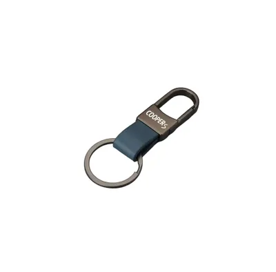 Produktbild von Schlüsselanhänger für Cooper S Blau – Premium Leder Schlüsselanhänger mit Karabinerhaken und Metallring