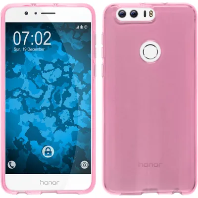 Produktbild von PhoneNatic Case kompatibel mit Huawei Honor 8 - pink Silikon Hülle transparent + 2 Schutzfolien